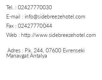 Side Breeze Hotel iletiim bilgileri